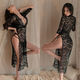 Sexy stunner cheongsam qqny underwear sexy pure desire adult couple fun mood pajamas women summer black lace skirt thong average size 80-120Jin Jin equals 0.5 kg confidential delivery
