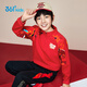 361 New Year's clothing New Year's children's sweatshirt 26 spring men's and large children's velvet warm half turtleneck splicing top red 150