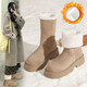 ZHR two-wear snow boots for women plus velvet and thickened women's boots lamb wool warm and increased Northeast cotton shoes JF72 Khaki 37