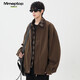 MMOPTOP American fake two-piece plaid spliced lapel jacket autumn and winter men's windproof jacket MJK22 coffee L