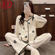 Langsha Sweet Pajamas Women's Cardigan Set Korean Style Long Sleeve Wearable Home Clothes Internet Celebrity Style Loose Women's Home Clothes L