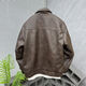 Counter quality wash-free lapel leather jacket men's handsome high-end tops 2025 autumn new men's leather jacket coffee color XL recommended weight 115-130Jin Jin equals 0.5 kg