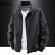 RJKJ Light Luxury Brand Men's Jackets Spring, Autumn and Winter New Outdoor Velvet Casual Stand Collar Trendy Tops Black - Spring and Autumn Regular - 8919 Jacket XL (Recommended 130-145Jin Jin is equal to 0.5kg)