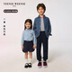 Teenie Weenie Kids 25 spring and summer new style long-sleeved denim shirt for boys and girls, denim color 90 cm