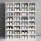 Yusenyi Thickened Shoe Box Flip Shoe Storage Folding Storage Box Drawer-Type Transparent Shoe Cabinet Plastic Shoe Rack Space-Saving Artifact (Upgraded Medium Size) 44 Size Men's Transparent White Frame Total 12 (Independent Back Cover, Stacking is More Stable