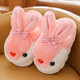 Tianmiaomiao girls' cotton slippers for autumn and winter, cute three-dimensional rabbit plush home shoes for children, thickened warm anti-slip slippers for girls, cute warm cotton slippers for girls, pink rabbit, size 30-31, inner length about 19cm/suitable for 5-7 years old