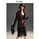 SUSHE Jiaohong special-shaped cable pattern multi-shape plus collar slimming wool cardigan jacket with belt for women