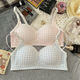 Underwear for female students, Korean version of girl's bra without rims, small breasts gathering, anti-sagging, secondary breasts, sexy pure desire tube top, light blue + pink XL 38/85