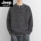 JEEP SPIRIT 2025 new sweater gray American retro Henry collar sweater men's winter lazy style knitted sweater cl light gray M