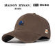 MAISON HYSAN Little Fox Summer Baseball Cap for Men and Women Casual and Versatile Fashion Peaked Cap Military Green