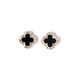 Four-leaf clover earrings for women, elegant and elegant 2025 new popular ear jewelry, high-end light luxury earrings 1 black four-leaf clover earrings