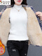 Woodpecker Autumn and Winter Thickened Velvet Shirt Women's Warm Plaid Shirt Casual Fashion Thickened One-piece Velvet Shirt Women's Upgraded Velvet Thickened Blue Plaid 3XL Recommended 120-135 Jin Jin equals 0.5 kg