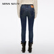 MISS SIXTY2025 Winter New Composite Velvet Jeans Women's Double Button Waist Slimming Small Feet Pencil Pants Dark Blue 24