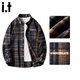 CHOCOOLATEit striped plaid long-sleeved shirt for men spring and summer new American retro casual shirt jacket navy blue XL