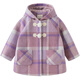 DAVE&BELLA manteau en laine pour enfants 2025 hiver nouveau style manteau en laine pour filles haut à carreaux pour enfants moyens et grands vêtements pour petite fille à carreaux rose et violet en stock 110 cm (hauteur recommandée 100-110cm)
