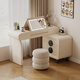 Tinymiya white round stool makeup stool lamb velvet stool with storage cream style dressing table girls bedroom pier stool 35cm lamb velvet round stool