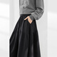 Dialogue (DUIBAI) Simple casual pleated A-line skirt for women 2025 winter new style soft and waxy versatile slim long skirt umbrella skirt quiet black pre-sale shipped 15 days after payment S