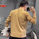 KAZUKI KURAISHI Kazuki Kuraishi trendy brand solid color Henley round neck sweatshirt men's spring and autumn new fashion casual long-sleeved clothes black 3XL 162-175Jin Jin is equal to 0.5 kg