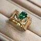 ROYALPICK customized emerald ring men's ring women's ring 18K gold unisex personality wide ring index finger middle finger gift for husband