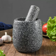 Yusenyi Natural Household Garlic Press Stone Garlic Mortar Pound Medicine Jar Grinder Large Stone Mortar Garlic Kitchenware Garlic Peeler Polished Black Deepened and Heightened Comes with Lid