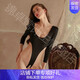 Manyan sexy lingerie, sexy and passionate, pure desire swimsuit suit, one-piece tights, women's small breast uniform, temptation, no need to take off, safe, black (excluding socks), one size fits all