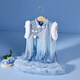 Disney Frozen Elsa Girls Autumn and Winter New Children's Clothes Sleeveless Style Warm Dress Blue One Size 150cm