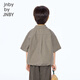 Jnby by JNBY Same style as the show, new Jiangnan Buyi children's short-sleeved shirt H-shaped cotton 25 autumn boys and girls 1P7211720 964/khaki coffee strip/grid 110 cm