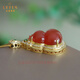 Layun Feiyin high-end luxury natural raw ore south red gourd pendant for women high-end 18K gold inlaid Baoshan ice ruby pendant necklace 18K gold south red gourd pendant + 18K gold chain