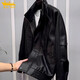 2025 New Motorcycle Pu Leather Jacket Men's Autumn and Winter Trendy Loose Workwear Jacket Men's Trendy Versatile and Handsome Black QN#PU9127 High Quality 3XL (Recommended 165-180Jin Jin equals 0.5kg)