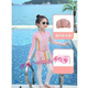 Bin Shiman 2025 new summer swimsuit long-sleeved girls split swimming trunks sun protection small and medium children's clothing 6065 swimsuit 80 90 height about 80cm