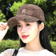 JINGJINGYI autumn and winter warm baseball cap for women, fashionable and versatile cold-proof hat, high-end internet celebrity face-showing small duck cap, brown, one size fits all, other