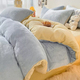 Yusenyi milk velvet bed four-piece set thickened coral velvet double-sided plus velvet quilt cover flannel three-piece bed set baby blue + milkshake yellow double-sided warm velvet skin-friendly and delicate sheet style 200x230cm milk velvet quilt cover single piece 3-200