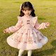 Kafanli (KafanIi) girls 2025 autumn and winter new velvet cute dress baby Lolita sweet fluffy birthday princess dress A05 pink bear velvet thickened sweet and cute 110