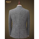 RESHILY gray wool suit for men, autumn and winter thickened slim business dress, high-end woolen professional formal wear, wool floral gray 2-piece set, jacket + trousers L (50) /175A, default size 32 pants