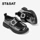 Saturday Children's Shoes Girls Small Leather Shoes Spring New Children's Fashion British Performance Shoes Obsidian Black 34