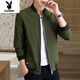 Playboy (PLAYBOY) Jacket Men's Jacket Autumn Thick and Optional Large Size Casual Men's Tops New Young and Middle-aged Men's Clothing 2090-Khaki Velvet Thickened Black Velvet XL 110-130Jin Jin is equal to 0.5 kg