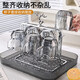 Glass water cup set, high temperature resistant, high-end tea set, large capacity, household drinking water, teacup, teapot, cold kettle, juice, smoky gray, with tray and cup holder