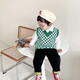 Checkerboard Vest Children's Wool Vest 2025 Winter New Style Girls' Style Vest Plus Velvet Sweater Top Black BF073 Plaid Vest 110
