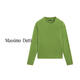 Massimo Dutti autumn and winter new product 2025 women's classic versatile basic wool blended round neck sweater sweater 05620593 Green XS (165/84A)
