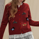 UNIFREE Qiji Red Christmas and New Year Sweater Women's Puppy Stretch Retro Round Neck Sweater Red One Size