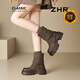 ZHR thick-soled short boots for women 2025 new winter retro pile boots Northeast plus velvet thickened Martin boots foreign style small short boots