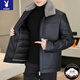 PLAYBOY 2026 New Men's Soft Leather Clothes Autumn and Winter Down Jackets Thickened Leather Jackets Men's Liner Removable Winter Leather Jacket Black Removable Liner 90 Velvet M 170/92A