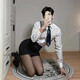 Large size secretary outfit sexy butt-covering uniform pure desire suit qqny gay role-playing men's emotional uniform men's secretary outfit shirt + hip-covering skirt + thong + tie M recommended weight 80-100Jin Jin is equal to 0.5 kg