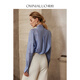 OMNIALUO Oberano high-end stand-up collar linen shirt women's long-sleeved 2025 autumn new commuter OL temperament mulberry silk top B09 blue S