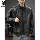 Playboy autumn and winter 2025 new handsome PU leather jacket men's autumn stand-up collar loose American top pilot leather jacket black gray L suitable weight 130-145Jin Jin equals 0.5 kg
