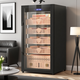 Bailedin cigar cabinet with temperature and humidity control, lockable, multi-functional eggplant cultivation, imported cedar wood, embedded constant temperature and humidity, variable frequency compressor technology, WIFI remote control thermostatic cabinet BXW-220 black - 220L