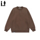 Izzue it Hong Kong trendy brand Henry collar sweatshirt men's autumn and winter American retro trendy casual heavy pullover top brown official authentic M