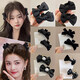 Xiao Panda Princess Head Black Bow Small Clip Female Hairpin Elf Ear Bangs Clip Hairpin Behind the Ear Side Clip Headdress 1# Main Image Style Black Bow 1 Pair