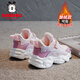 BOBDOG children's shoes, girls' second cotton shoes, winter girls' sports shoes, plus velvet, warm children's cotton shoes, leather waterproof running shoes, pink/purple (plus velvet, second cotton) 29 (suitable for foot length 17.8)