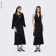 Langzi v-neck halterneck light dress design fishtail dress high-end temperament skirt 2025 winter new style black M